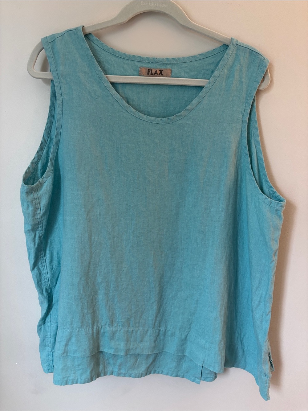 Flax Linen Sleeveless Tank with Asymmetric Hem size L